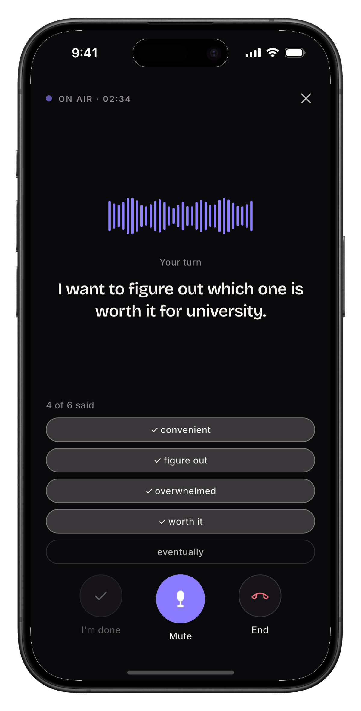 A live voice conversation and its report card